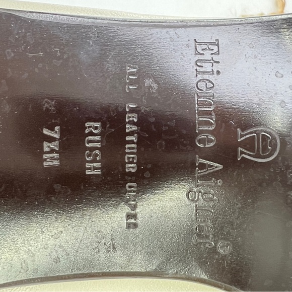 Vintage Etienne Aigner Bone White Leather Square Toe Loafers 7.5 Made in Spain - Picture 11 of 13